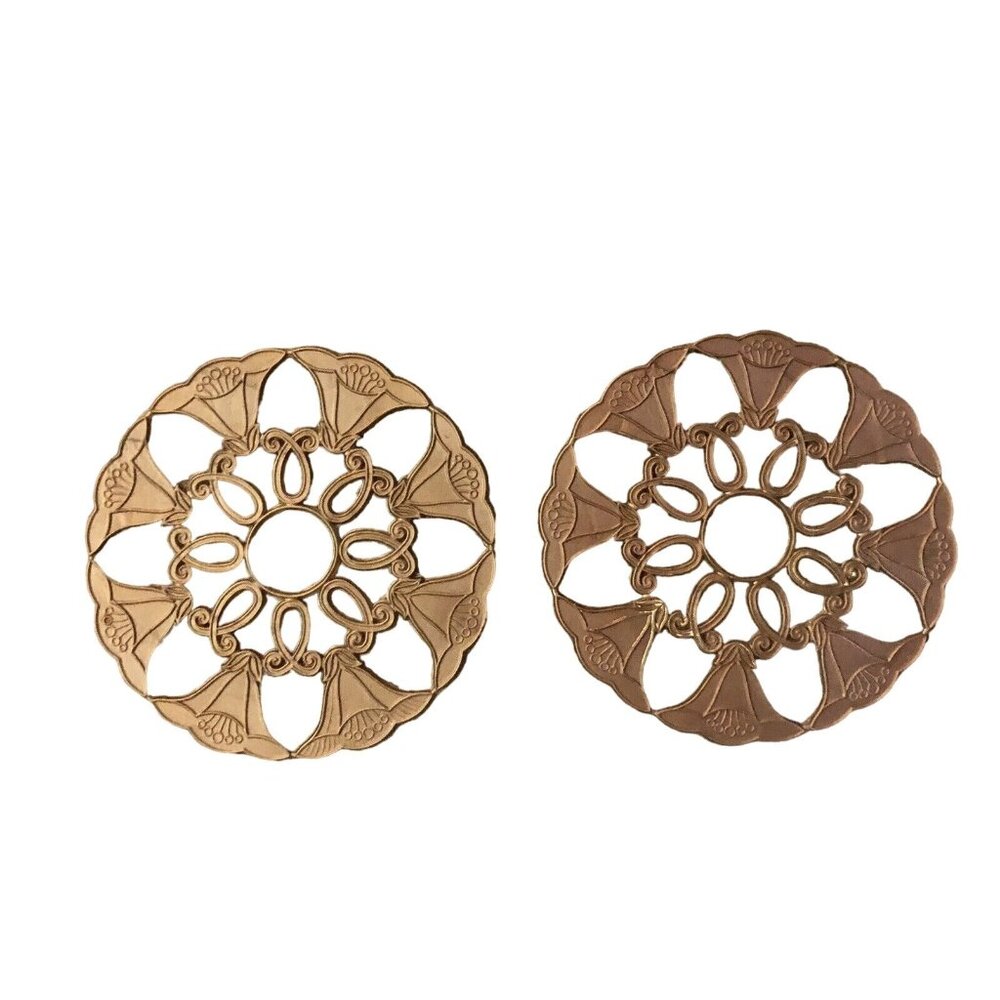 Vintage Plastic Trivets Used Set of 2 Brown